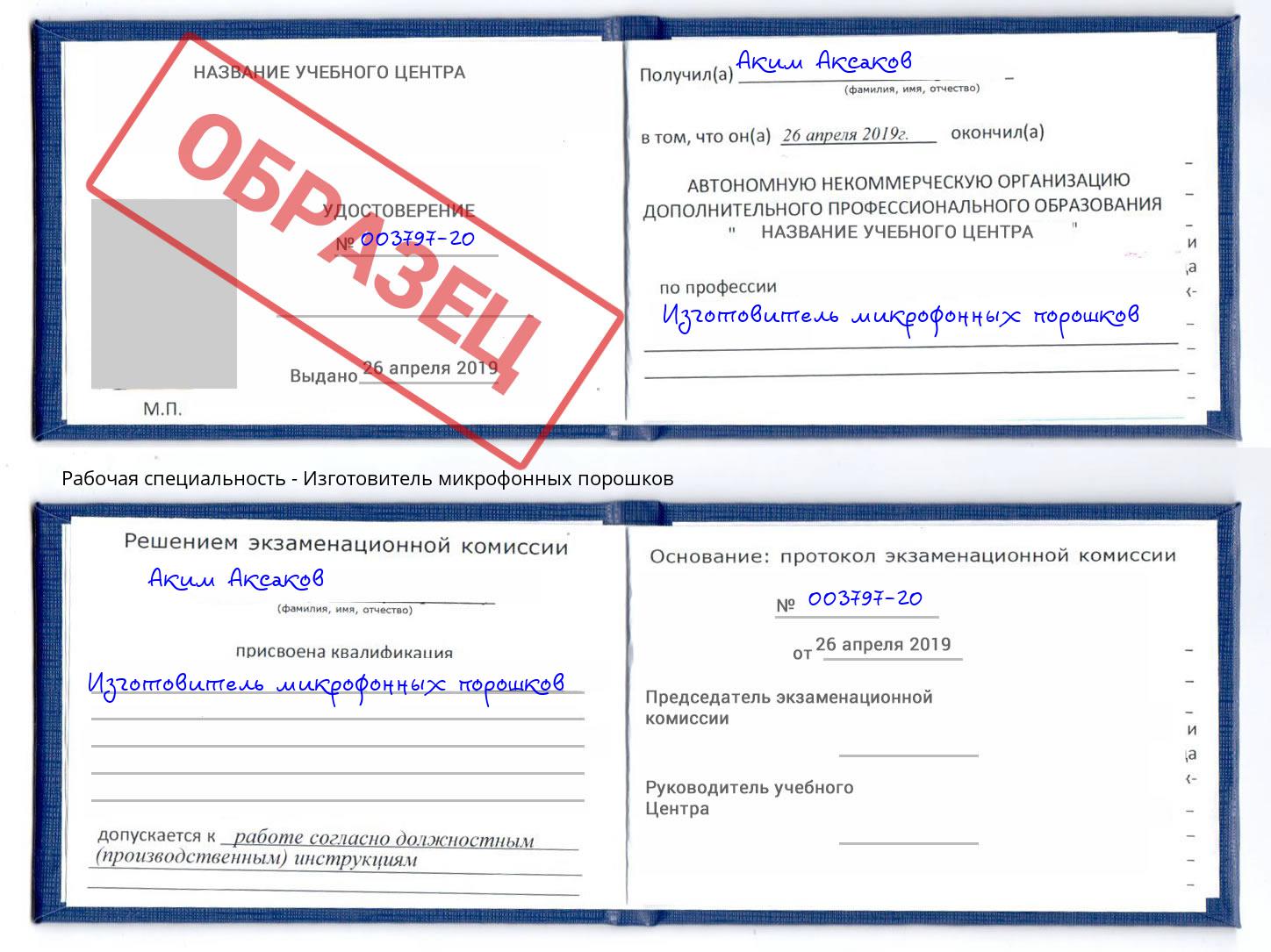 Изготовитель микрофонных порошков Петровск