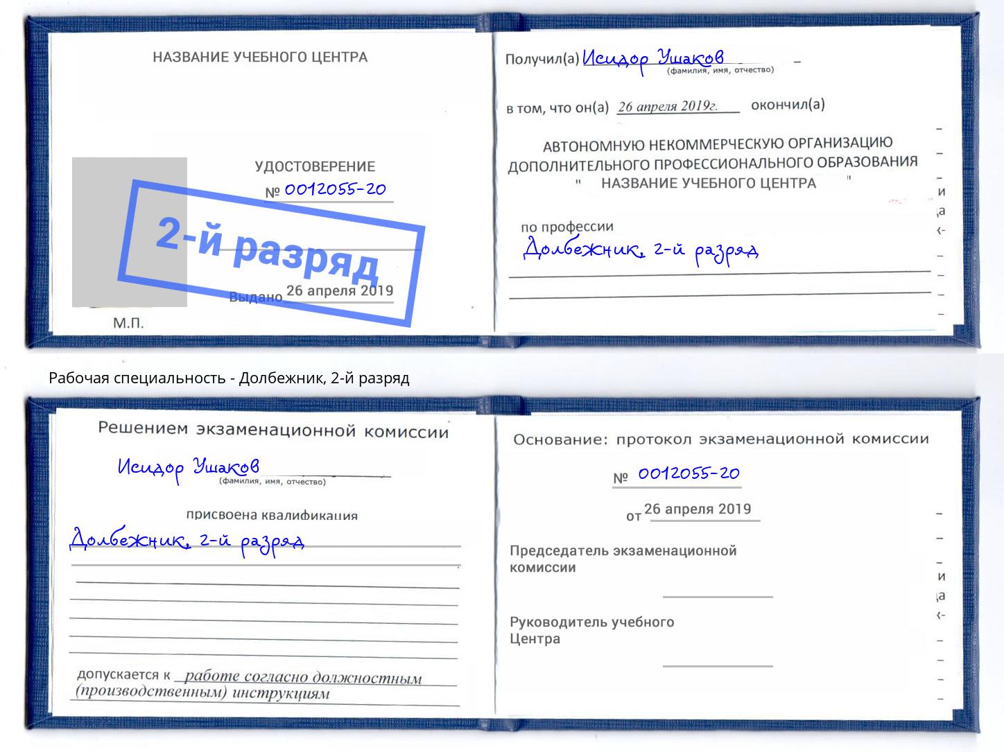корочка 2-й разряд Долбежник Петровск