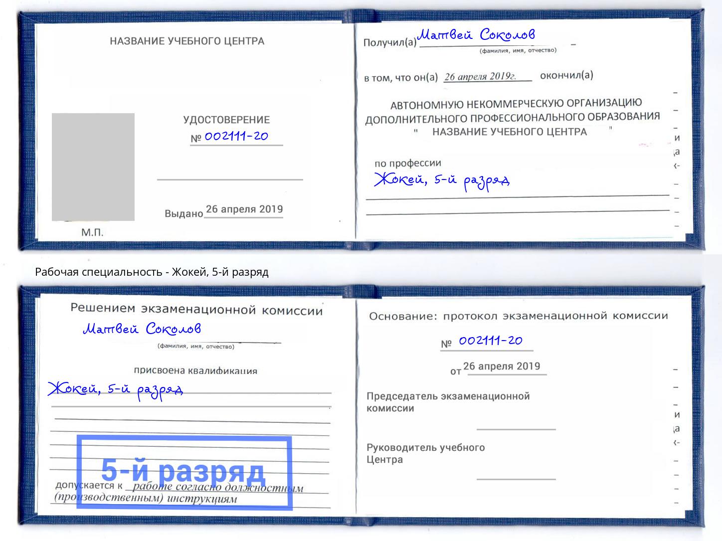 корочка 5-й разряд Жокей Петровск